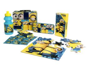 Conjunto de presente, caixa de lata Megatoys Minions, estojo de lápis de lata, garrafa de água