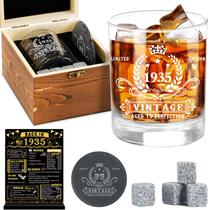 Conjunto de presente de aniversário YeohJoy 90th Vintage 1935 Whisky Glass