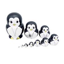 Conjunto de presente de brinquedo de madeira Penguin Russian Nesting Dolls de 10 camadas Conjunto de presente de brinquedo de madeira Penguin Russian Nesting Dolls de 10 camadas