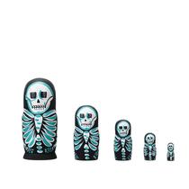 Conjunto de presente de brinquedo de madeira Skeleton Russian Nesting Dolls de 5 camadas Conjunto de presente de brinquedo de madeira Skeleton Russian Nesting Dolls de 5 camadas