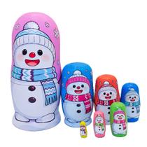 Conjunto de presente de brinquedo de madeira Snowman Russian Nesting Dolls de 7 camadas Conjunto de presente de brinquedo de madeira Snowman Russian Nesting Dolls de 7 camadas