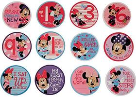Conjunto de presente de personagens Disney Baby Girls, adesivos Milestone da Minnie Mouse, embalagem de macacão, sem tamanho