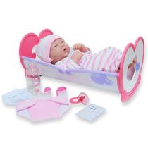 Conjunto de presente Doll JC Toys La Newborn 14" com berço de balanço, 10 peças