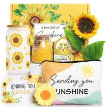 Conjunto de presente Frerdui Sunflower com copo de vidro, vela, sal de banho