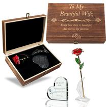 Conjunto de presente GreenCor Christmas for Wife, caixa de madeira gravada