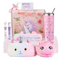 Conjunto de presente Haclury Unicorn para meninas com copo/bolsa tiracolo