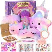 Conjunto de presente Jenria Unicorn para meninas de 3 a 12 anos com bolsa de pelúcia Conjunto de presente Jenria Unicorn para meninas de 3 a 12 anos com bolsa de pelúcia