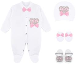 Conjunto de presente Lilax Baby Girl Crown Jewels de 0 a 3 meses de algodão rosa