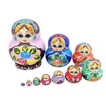 Conjunto de presente Matryoshka de madeira Russian Nesting Dolls de 10 camadas Conjunto de presente Matryoshka de madeira Russian Nesting Dolls de 10 camadas