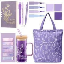 Conjunto de presente para assistente social Reallnaive de 15 peças com copo de vidro de 470 ml