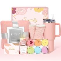 Conjunto de presente Suhctuptx Self Care para mulheres com cobertor e copo de 1,2 L