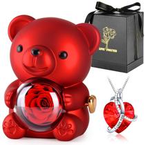 Conjunto de presente Suturun Cute Teddy Bear com colar de rosas preservadas Conjunto de presente Suturun Cute Teddy Bear com colar de rosas preservadas