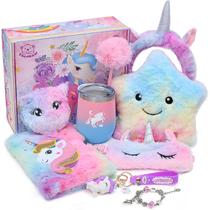 Conjunto de presente Tacobear Unicorns para meninas de 6 a 10 anos com travesseiro e diário