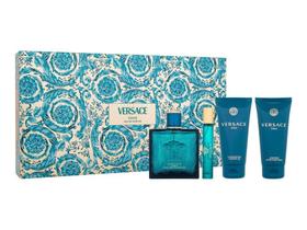 Conjunto de presente Versace Eros para homens EDP 100ml Spray, gel de banho e pós-barba