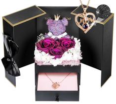Conjunto de presentes Addwel Preserved Real Roses com colar I Love You