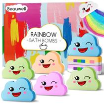 Conjunto de presentes Bath Bombs Beauwell Rainbow, 8 unidades para crianças, meninas e mulheres