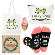 Conjunto de presentes: bolsa de cosméticos FJHAIY Frog, pulseiras, meias, brincos Conjunto de presentes: bolsa de cosméticos FJHAIY Frog, pulseiras, meias, brincos