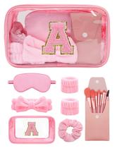 Conjunto de presentes: bolsa de maquiagem inicial Sweet Lion com conjunto de pincéis de maquiagem