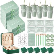 Conjunto de presentes Bridesmaid Proposal Hinly com 6 copos de 700 ml verdes