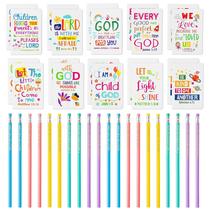 Conjunto de presentes BWKoss Bible Verse, bloco de notas e lápis para crianças x40