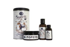 Conjunto de presentes de barbear Popeye Shaving Co. para homens com óleo pré-barbear, creme de barbear e loção pós-barba