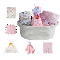 Conjunto de presentes de boas-vindas para bebês, cesta de armazenamento com cobertores e muito mais rosa Conjunto de presentes de boas-vindas para bebês, cesta de armazenamento com cobertores e muito mais rosa