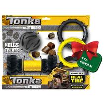 Conjunto de presentes de brinquedos para cães Tonka, 7 polegadas, eixo com alimentador de inserção
