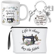 Conjunto de presentes de costura Inbagi, bolsa de maquiagem, caneca de café, chaveiro