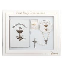 Conjunto de presentes de primeira comunhão romano, 5 peças, branco e dourado