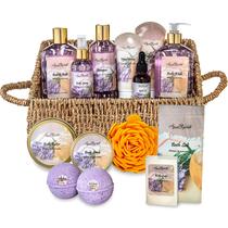 Conjunto de presentes de spa Aqua Elegante Luxury Basket com mel e lavanda Conjunto de presentes de spa Aqua Elegante Luxury Basket com mel e lavanda