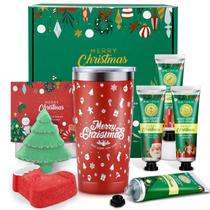 Conjunto de presentes de spa de Natal YUEONEWIN com cremes para as mãos e copo