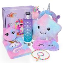Conjunto de presentes de unicórnio Cherry Tale com travesseiro Light Up Star para meninas 6-8