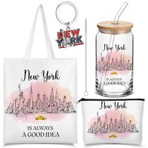 Conjunto de presentes de viagem Chuangdi New York com bolsa de lona e copo