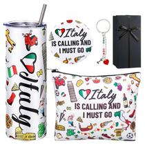 Conjunto de presentes de viagem Sieral Italy, 5 peças, bolsa de cosméticos, copo térmico, chaveiro