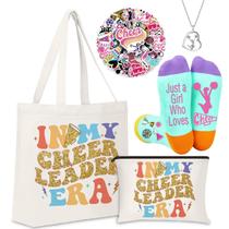 Conjunto de presentes: FJHAIY Cheerleader, bolsa de maquiagem, colar, meias, adesivos