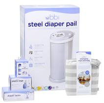 Conjunto de Presentes Fraldas Ubbi Grey Diaper Pail - Lixeira para Fraldas