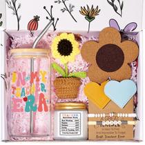 Conjunto de presentes GiftPeak Teacher Appreciation com copo de vidro e vela