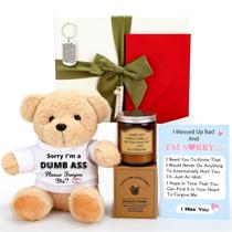 Conjunto de presentes HyDren I'm Sorry com chaveiro Plush Bear Candle Card Conjunto de presentes HyDren I'm Sorry com chaveiro Plush Bear Candle Card