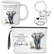 Conjunto de presentes Inbagi Elephant Cosmetic Bag, caneca de café, chaveiro