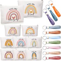 Conjunto de presentes inspiradores com 20 peças com chaveiros e bolsas