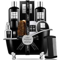 Conjunto de presentes LOVERY Sandalwood Bath para homens com cuidado de barba, 11 unidades