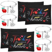 Conjunto de presentes MTLEE Teacher Appreciation, 4 bolsas de maquiagem, 4 pulseiras Conjunto de presentes MTLEE Teacher Appreciation, 4 bolsas de maquiagem, 4 pulseiras