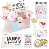 Conjunto de presentes Naiceay Teacher Tumbler 350 ml com suporte para canetas e vela