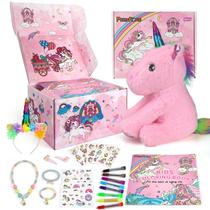 Conjunto de presentes PERRYHOME Unicorn para meninas com pelúcia, livro para colorir Conjunto de presentes PERRYHOME Unicorn para meninas com pelúcia, livro para colorir