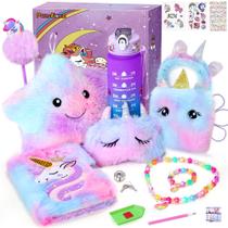 Conjunto de presentes PERRYHOME Unicorns para meninas de 4 a 10 anos com travesseiro e garrafa Conjunto de presentes PERRYHOME Unicorns para meninas de 4 a 10 anos com travesseiro e garrafa