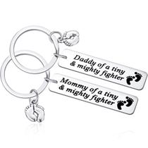 Conjunto de presentes Ralukiia NICU Dad Mom Preemie Baby com chaveiro Conjunto de presentes Ralukiia NICU Dad Mom Preemie Baby com chaveiro