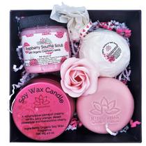 Conjunto de presentes Relaxing Salt Bath Bombs Soap Raspberry Scrub Conjunto de presentes Relaxing Salt Bath Bombs Soap Raspberry Scrub