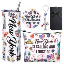 Conjunto de presentes Sieral New York Travel, 5 peças para mulheres com bolsa de maquiagem Conjunto de presentes Sieral New York Travel, 5 peças para mulheres com bolsa de maquiagem