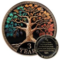 Conjunto de presentes Sobriety Coin Milestone Mint Tree of Life AA Chip de 3 anos