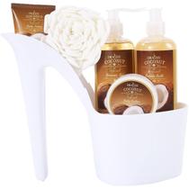 Conjunto de presentes Spa Draizee, 5 peças de sapato de salto de luxo para mulheres, coco Conjunto de presentes Spa Draizee, 5 peças de sapato de salto de luxo para mulheres, coco